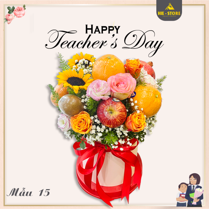 Hộp gỗ hoa trái cây 